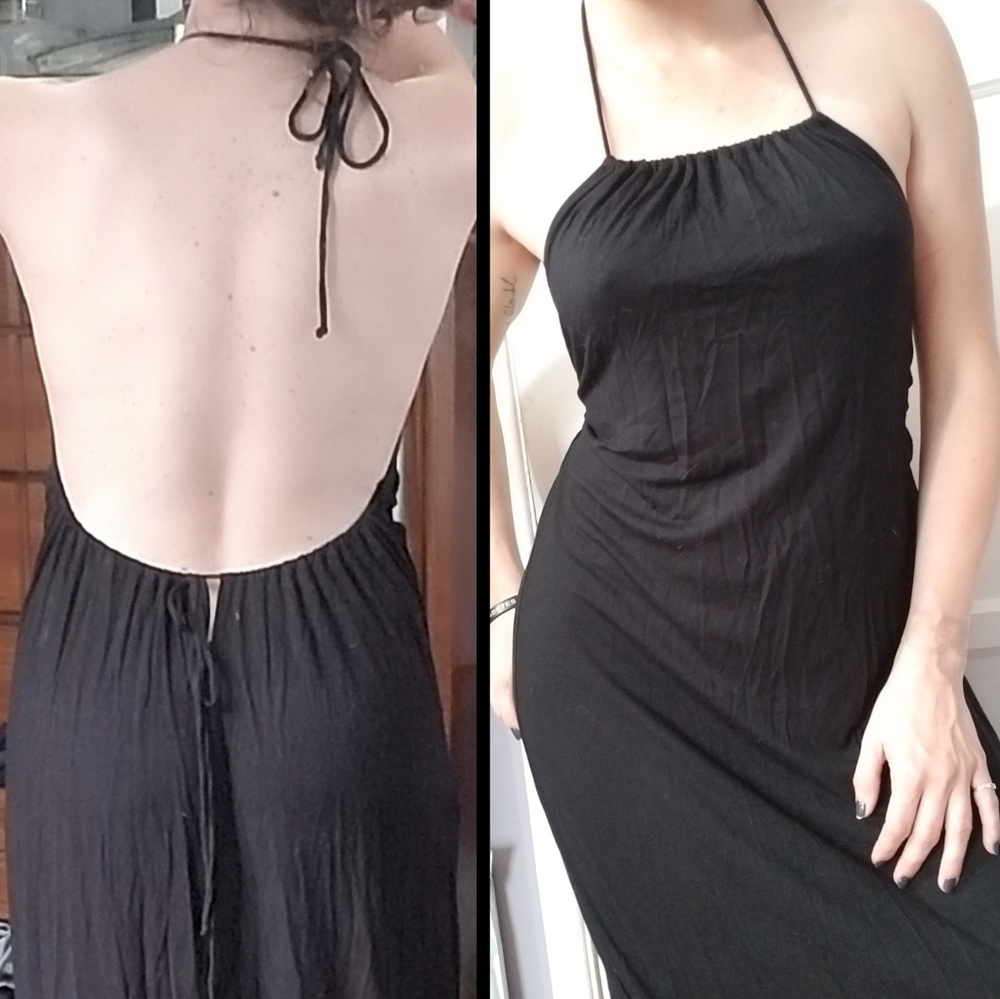 Scrunchy Halter Low Back Maxi Dress